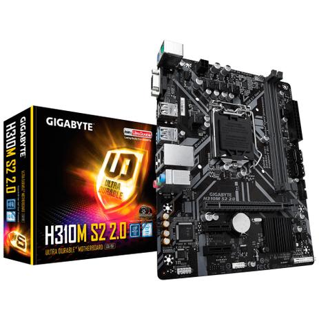 Placa Mãe Gigabyte H310M S2 2.0 LGA 1151 8ª Geração DDR4 Ultra Durable ATX Até 32GB Menor preço em Placa Mãe Gigabyte H310M S2 2.0 LGA 1151 8ª Geração DDR4 Ultra Durable ATX Até 32GB