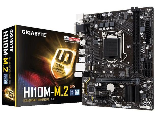 Placa Mae Gigabyte INTEL DDR4 2400MHZ M.2 HDMI USB 3.1 LGA 1151 GA-H110M-M.2 Menor preço em Placa Mae Gigabyte INTEL DDR4 2400MHZ M.2 HDMI USB 3.1 LGA 1151 GA-H110M-M.2
