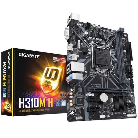Placa-Mãe GIGABYTE p/ Intel LGA 1151 mATX H310M H DDR4 Menor preço em Placa-Mãe GIGABYTE p/ Intel LGA 1151 mATX H310M H DDR4