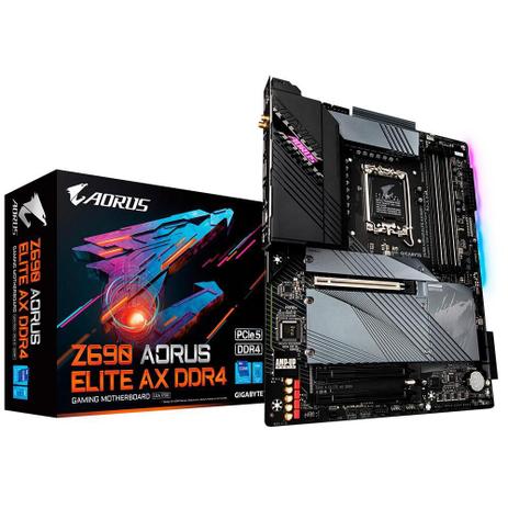 Placa Mae Gigabyte Z690 Aorus Elite AX DDR4, Chipset Z690, Intel LGA 1700, M.2 NVMe, Wi-Fi, ATX, DDR4 (Rev1.0) Menor preço em Placa Mae Gigabyte Z690 Aorus Elite AX DDR4, Chipset Z690, Intel LGA 1700, M.2 NVMe, Wi-Fi, ATX, DDR4 (Rev1.0)