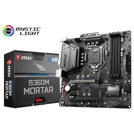 Placa-Mãe MSI B360M Mortar, Intel LGA 1151, mATX, DDR4 Menor preço em Placa-Mãe MSI B360M Mortar, Intel LGA 1151, mATX, DDR4