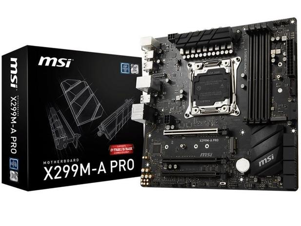 Placa Mae MSI INTEL X299M-A PRO MATX DDR4 4133MHZ M.2 SLI LGA 2066 Menor preço em Placa Mae MSI INTEL X299M-A PRO MATX DDR4 4133MHZ M.2 SLI LGA 2066