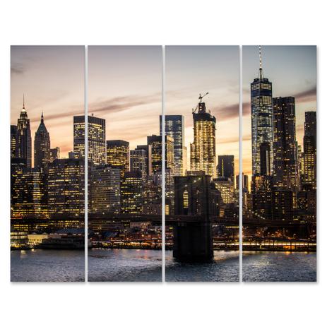 Placa MDF Decorativa Foto Manhattan Kit 4 Placas - Quartinhos Menor preço em Placa MDF Decorativa Foto Manhattan Kit 4 Placas - Quartinhos