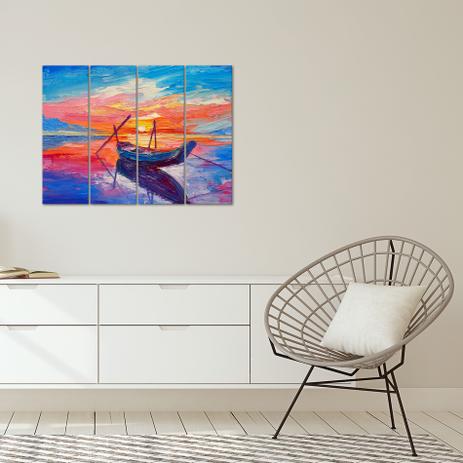 Placa Painel Decorativa em MDF Foto Barco Pôr do sol Kit 4 Placas - Quartinhos é boa?