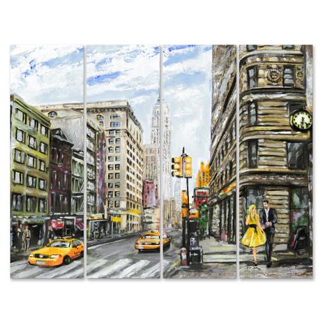 Placa Painel Decorativa em MDF Foto Cidade Táxi Kit 4 Placas - Quartinhos é boa?