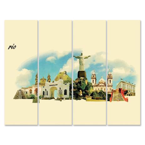 Placa Painel Decorativa em MDF Foto Rio de Janeiro Kit 4 Placas - Quartinhos Menor preço em Placa Painel Decorativa em MDF Foto Rio de Janeiro Kit 4 Placas - Quartinhos