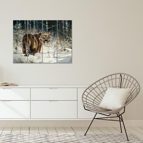 Placa Painel Decorativa em MDF Foto Tigre Kit 4 Placas - Quartinhos Menor preço em Placa Painel Decorativa em MDF Foto Tigre Kit 4 Placas - Quartinhos