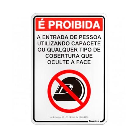 Placa sinalizadora em poliestireno ”proibido uso de capacete” - Sinalize Menor preço em Placa sinalizadora em poliestireno ”proibido uso de capacete” - Sinalize