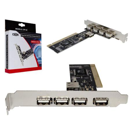 Placa USB PCI 4 Saidas 2.0 DP-52 DP-52 DEX Menor preço em Placa USB PCI 4 Saidas 2.0 DP-52 DP-52 DEX