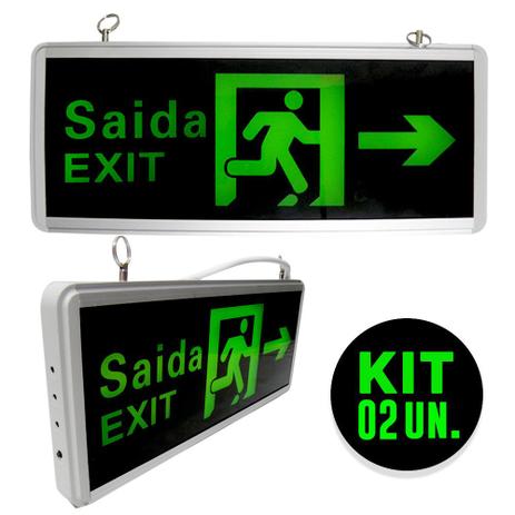 Placas de Sinalizaçao Saida Bateria Kit 2un. Dupla Face LED Emergencia Exit - Ideal Menor preço em Placas de Sinalizaçao Saida Bateria Kit 2un. Dupla Face LED Emergencia Exit - Ideal