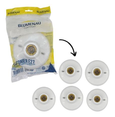 Plafon Blumenau Pvc Plafonier E27 Soquete Porcelana Branco - kit com 10 unidades - Blumenau Iluminação Menor preço em Plafon Blumenau Pvc Plafonier E27 Soquete Porcelana Branco - kit com 10 unidades - Blumenau Iluminação