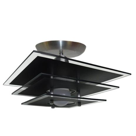 Plafon com 03 Vidros - Para 01 Lâmpada - Vidro Quadrado Preto - Lustres amandini Menor preço em Plafon com 03 Vidros - Para 01 Lâmpada - Vidro Quadrado Preto - Lustres amandini