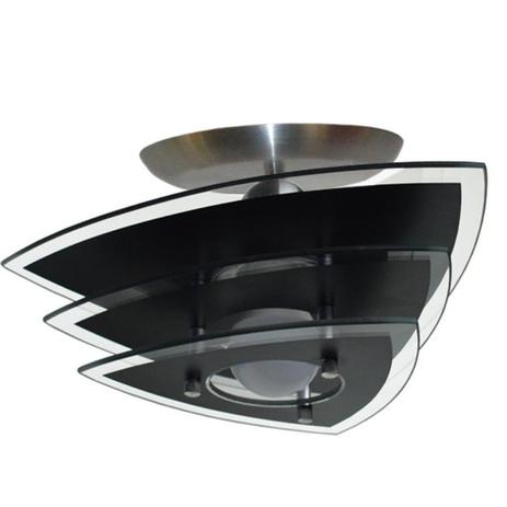 Plafon com 03 Vidros - Para 01 Lâmpada - Vidro Triangulo Preto - Lustres amandini Menor preço em Plafon com 03 Vidros - Para 01 Lâmpada - Vidro Triangulo Preto - Lustres amandini