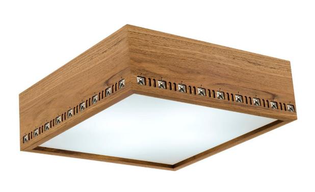 Plafon de Sobrepor Madeira e Cristal 32x32cm Adhara Madelustre Menor preço em Plafon de Sobrepor Madeira e Cristal 32x32cm Adhara Madelustre
