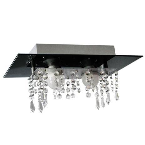 Plafon de Vidro com Cristal para 02 Lâmpadas - Preto - Lustres Amandini Menor preço em Plafon de Vidro com Cristal para 02 Lâmpadas - Preto - Lustres Amandini