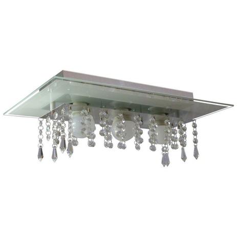 Plafon de Vidro com Cristal para 03 Lâmpadas - Branco - Lustres amandini Menor preço em Plafon de Vidro com Cristal para 03 Lâmpadas - Branco - Lustres amandini
