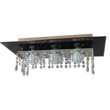 Plafon de Vidro com Cristal para 03 Lâmpadas - Preto - Lustres Amandini Menor preço em Plafon de Vidro com Cristal para 03 Lâmpadas - Preto - Lustres Amandini