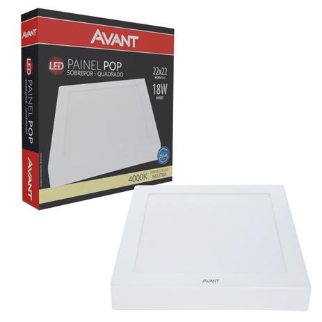 Plafon Led Quadrado 18w Painel Sobrepor Slim Avant Menor preço em Plafon Led Quadrado 18w Painel Sobrepor Slim Avant