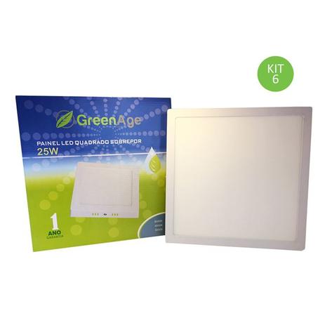 Plafon Led Sobrepor 25w Branco Neutro Quadrado Kit 6 - Green age Menor preço em Plafon Led Sobrepor 25w Branco Neutro Quadrado Kit 6 - Green age