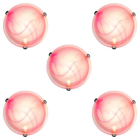 Plafon Murano Vidro 30cm 2 lampadas E-27 Max 60w Cor Rosa com Garra Cromada KIT COM 05 UNIDADES - Home line Menor preço em Plafon Murano Vidro 30cm 2 lampadas E-27 Max 60w Cor Rosa com Garra Cromada KIT COM 05 UNIDADES - Home line