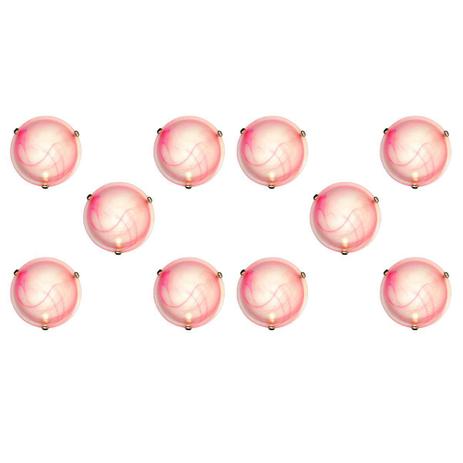 Plafon Murano Vidro 30cm 2 Lampadas E-27 Max 60w Cor Rosa Com Garra Dourada Kit Com 10 Unidades - Home line Menor preço em Plafon Murano Vidro 30cm 2 Lampadas E-27 Max 60w Cor Rosa Com Garra Dourada Kit Com 10 Unidades - Home line
