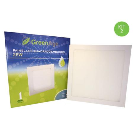 Plafon Painel Led Embutir 25w Branco Neutro Quadrado Kit 2 - Green age é boa?