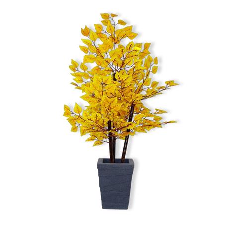 Menor preço em Planta Fícus Outonado Artificial Permanente + Vaso Decorativo Quadrado - Flor de Mentirinha