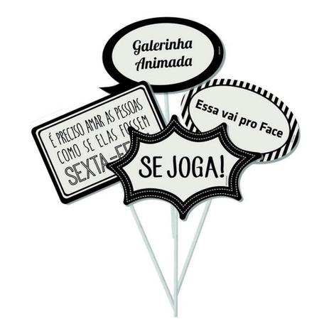 Plaquinhas Frases Divertidas para Festas 8 Unidades Cromus Menor preço em Plaquinhas Frases Divertidas para Festas 8 Unidades Cromus