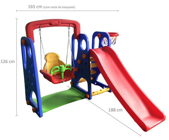 Playground completo 3 em 1 criança feliz escorregador com balanço e cesta de basquete barzi Menor preço em Playground completo 3 em 1 criança feliz escorregador com balanço e cesta de basquete barzi