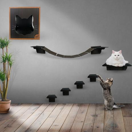 Playground Para Gato 7 Peças Em Mdf Ponte Prateleira black - ALBERTINA Menor preço em Playground Para Gato 7 Peças Em Mdf Ponte Prateleira black - ALBERTINA