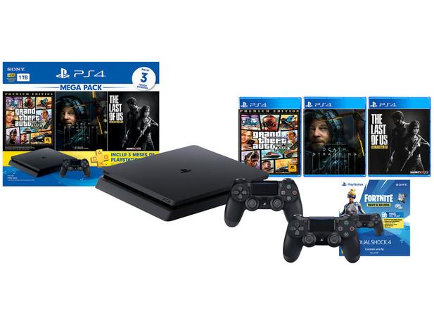 PlayStation 4 Mega Pack Bundle V9 1TB 1 Controle - Sony com 3 Jogos + Controle Sem Fio Preto Menor preço em PlayStation 4 Mega Pack Bundle V9 1TB 1 Controle - Sony com 3 Jogos + Controle Sem Fio Preto