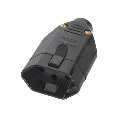 Plug de Sobrepor 2P+T 20A Fêmea Preto Fame Menor preço em Plug de Sobrepor 2P+T 20A Fêmea Preto Fame
