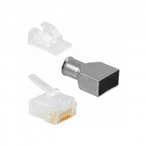 Plug Modular RJ-45 8x8 AMP Cat 6 Metálico/Blindado (Kit com 10 Peças) - Te connectivity Menor preço em Plug Modular RJ-45 8x8 AMP Cat 6 Metálico/Blindado (Kit com 10 Peças) - Te connectivity