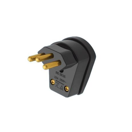Plugue 2P+T 90º 20A/250V c/ Prensa Cabo Preto Sobrepor 1490 - FAME Menor preço em Plugue 2P+T 90º 20A/250V c/ Prensa Cabo Preto Sobrepor 1490 - FAME