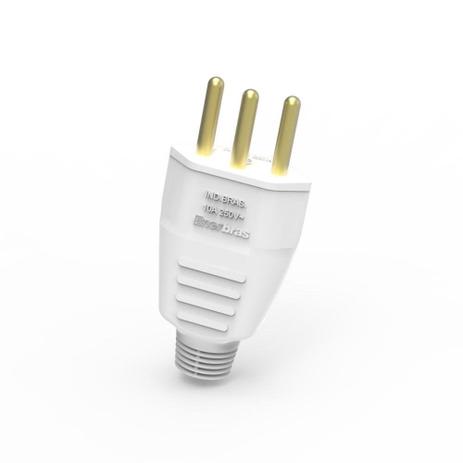 Plugue macho 2 polos+terra 10a branco - Enerbras Menor preço em Plugue macho 2 polos+terra 10a branco - Enerbras