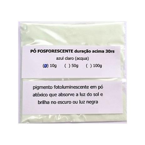 Pó Fosforescente 30hs (10g, 50g, 100g) Azul-Claro (brilha no escuro e na luz negra) - Fluorc Menor preço em Pó Fosforescente 30hs (10g, 50g, 100g) Azul-Claro (brilha no escuro e na luz negra) - Fluorc