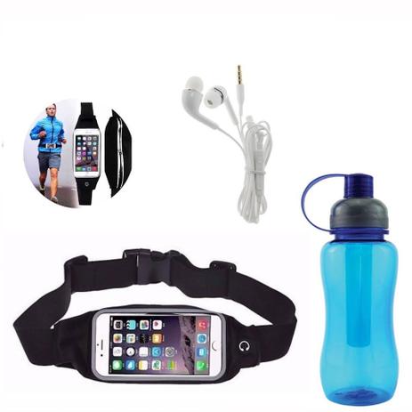 Pochete Porta Celular E Objetos Fitness + Garrafa Squeeze + Fone De Ouvido - Universal Menor preço em Pochete Porta Celular E Objetos Fitness + Garrafa Squeeze + Fone De Ouvido - Universal