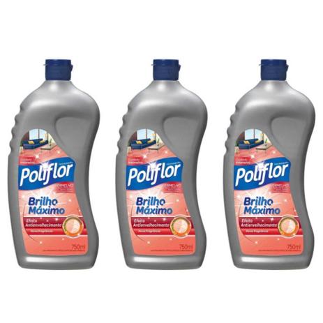 Poliflor Brilho Máximo Cera Líquida Vermelho 750ml (Kit C/03) Menor preço em Poliflor Brilho Máximo Cera Líquida Vermelho 750ml (Kit C/03)
