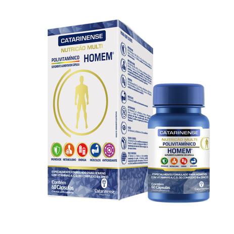 Polivitamínico A-Z Homem 60cps Catarinense Menor preço em Polivitamínico A-Z Homem 60cps Catarinense