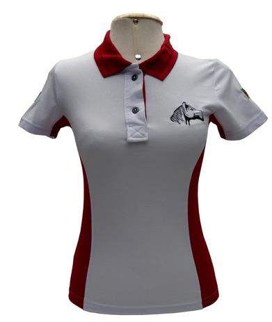 Polo feminina vermelha Clearance
