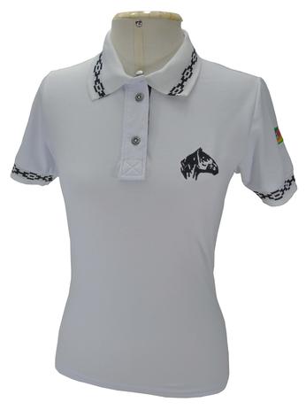 camisa gola polo feminina branca