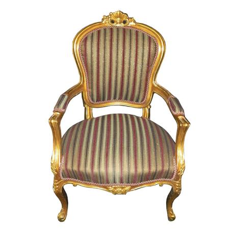 Menor preço em Poltrona Clássica Luis XV Listrada Folheada a Ouro - Prime home decor