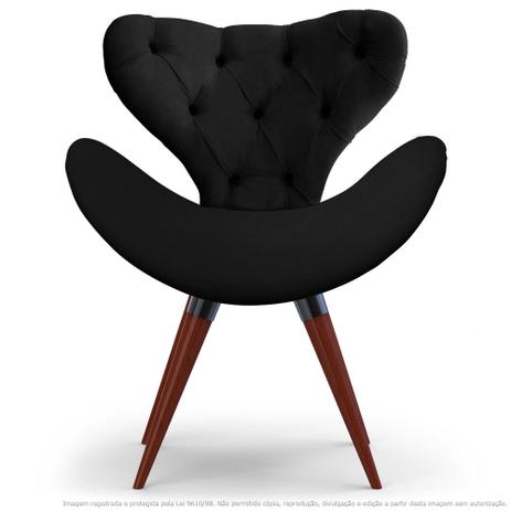 Poltrona com Capitonê Decorativa Cadeira Egg Preta com Base Fixa de Madeira - Lubrano decor Menor preço em Poltrona com Capitonê Decorativa Cadeira Egg Preta com Base Fixa de Madeira - Lubrano decor