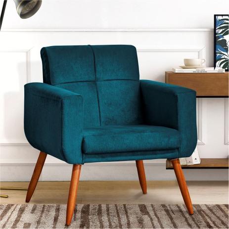Menor preço em Poltrona Decorativa 04 Pés Palitos Aline Suede Azul Royal - V7 Decor Móveis