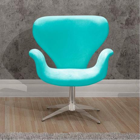 Poltrona Decorativa Anne Base Giratória Cromada Azul - Bella Decor Menor preço em Poltrona Decorativa Anne Base Giratória Cromada Azul - Bella Decor