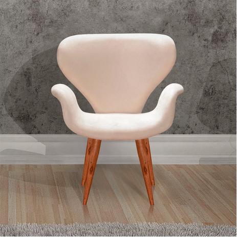 Poltrona Decorativa Anne Base Madeira Creme - Bella Decor Menor preço em Poltrona Decorativa Anne Base Madeira Creme - Bella Decor