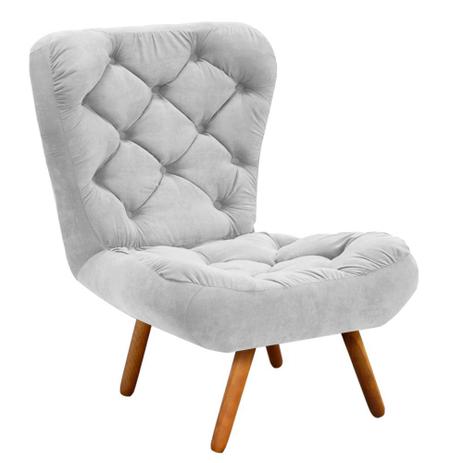 Poltrona Decorativa Botonê Iris Suede Cinza com Pés Palito - D'Rossi Menor preço em Poltrona Decorativa Botonê Iris Suede Cinza com Pés Palito - D'Rossi