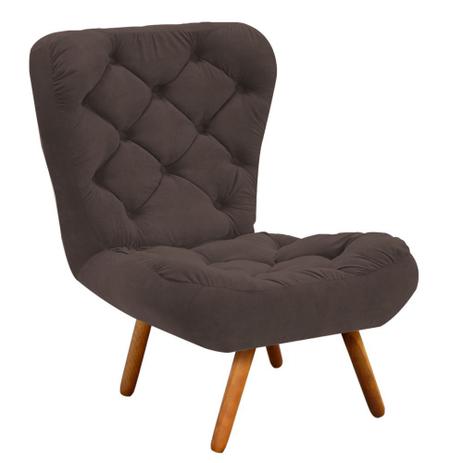 Poltrona Decorativa Botonê Iris Suede Marrom com Pés Palito - DRossi Menor preço em Poltrona Decorativa Botonê Iris Suede Marrom com Pés Palito - DRossi
