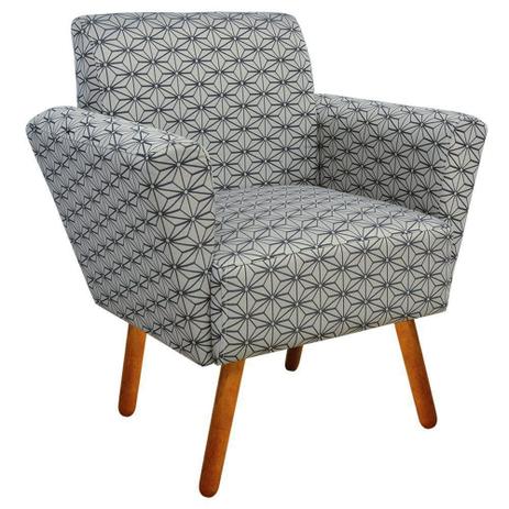 Poltrona Decorativa Dora Estampado Jacquard Geométrico Bege com Preto A11 - D'Rossi Menor preço em Poltrona Decorativa Dora Estampado Jacquard Geométrico Bege com Preto A11 - D'Rossi