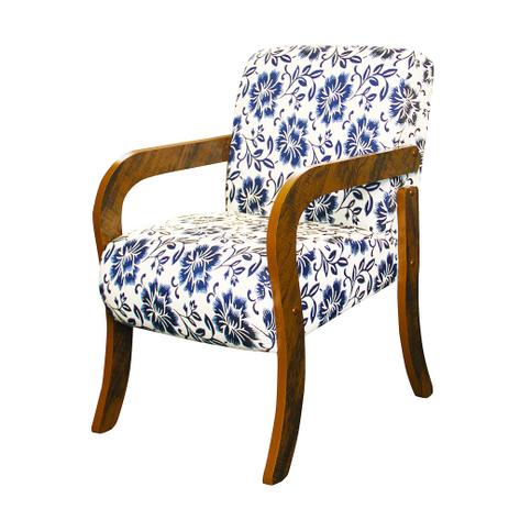 Poltrona decorativa estampada estofada Dubai Angra Azul - Elo Menor preço em Poltrona decorativa estampada estofada Dubai Angra Azul - Elo